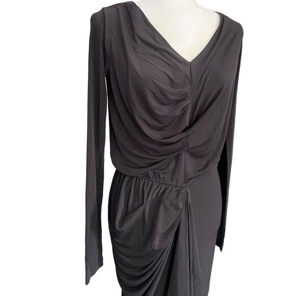 AllSaints Spitalfields London Black Ruched Gathered Dress Size UK10 US6 - Picture 3 of 5